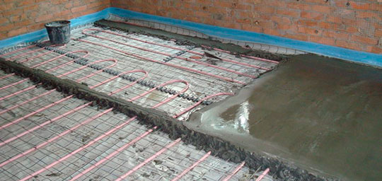 Водяной теплый пол с бетонной стяжкой
